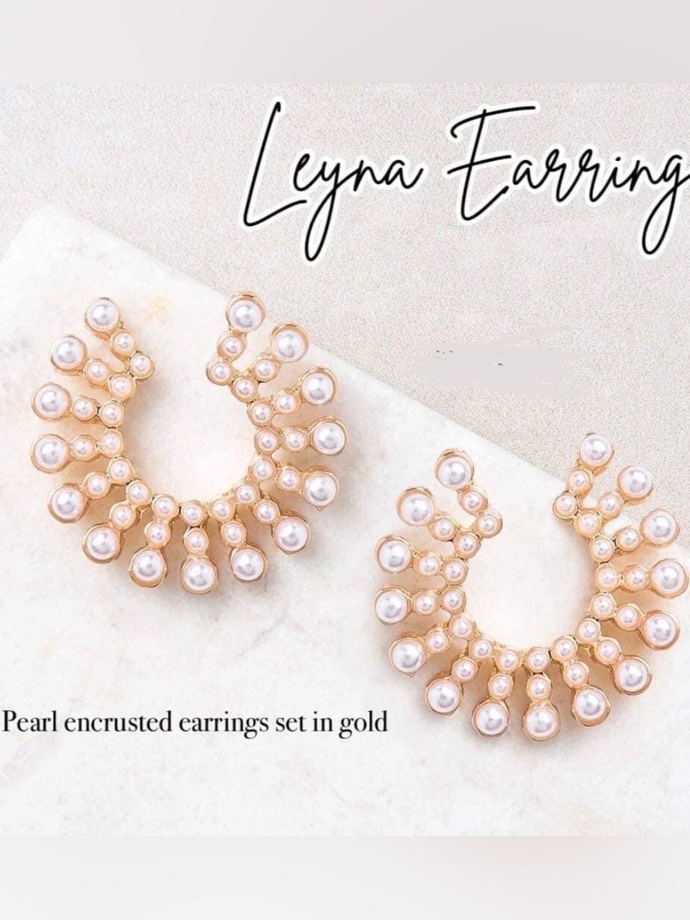 Plunder Design Leyna Earrings Pearl Encrusted Hoop Earrings Set in Gold